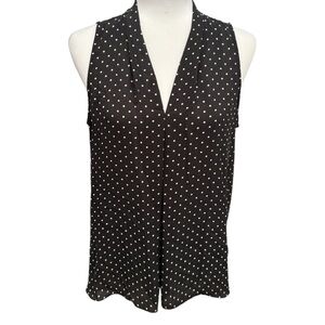 Sleeveless V-Neck Black & White Polka Dot Top